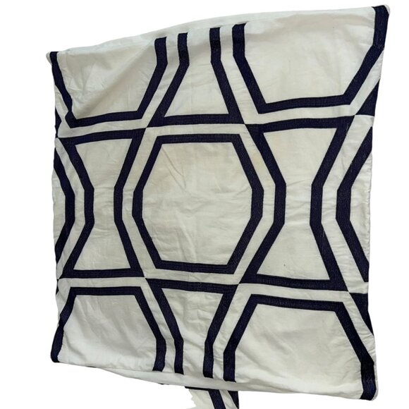 kate spade new york white blue embroidered Moroccan tile print Euro pair… - Picture 3 of 4